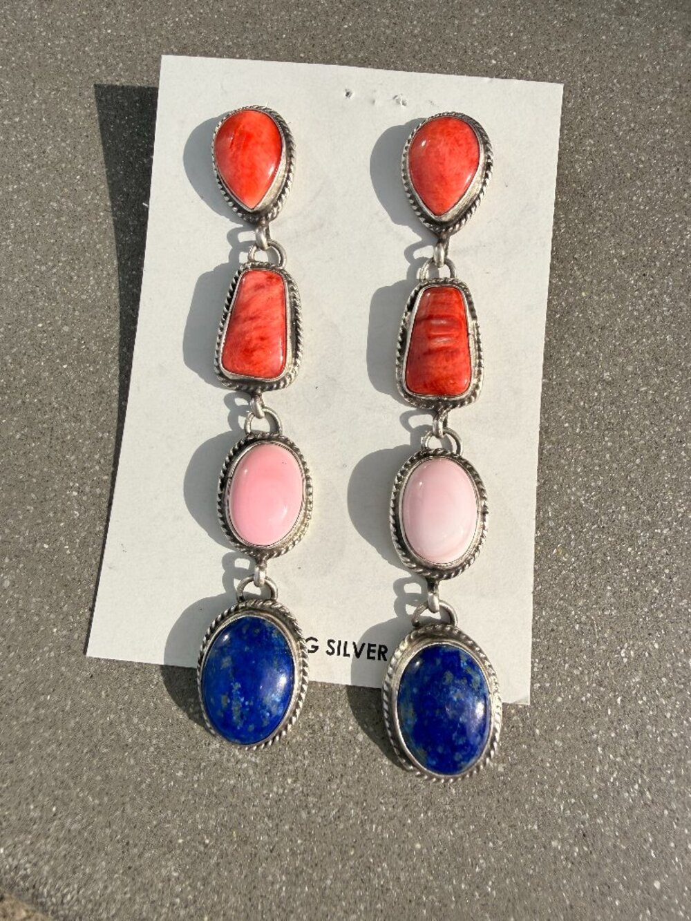 Native Made: Marcella James Sterling Silver Multi-Stone Dangle Earrings